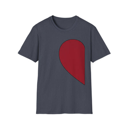Half Heart Graphic T‑Shirt — Minimal Red Heart Tee