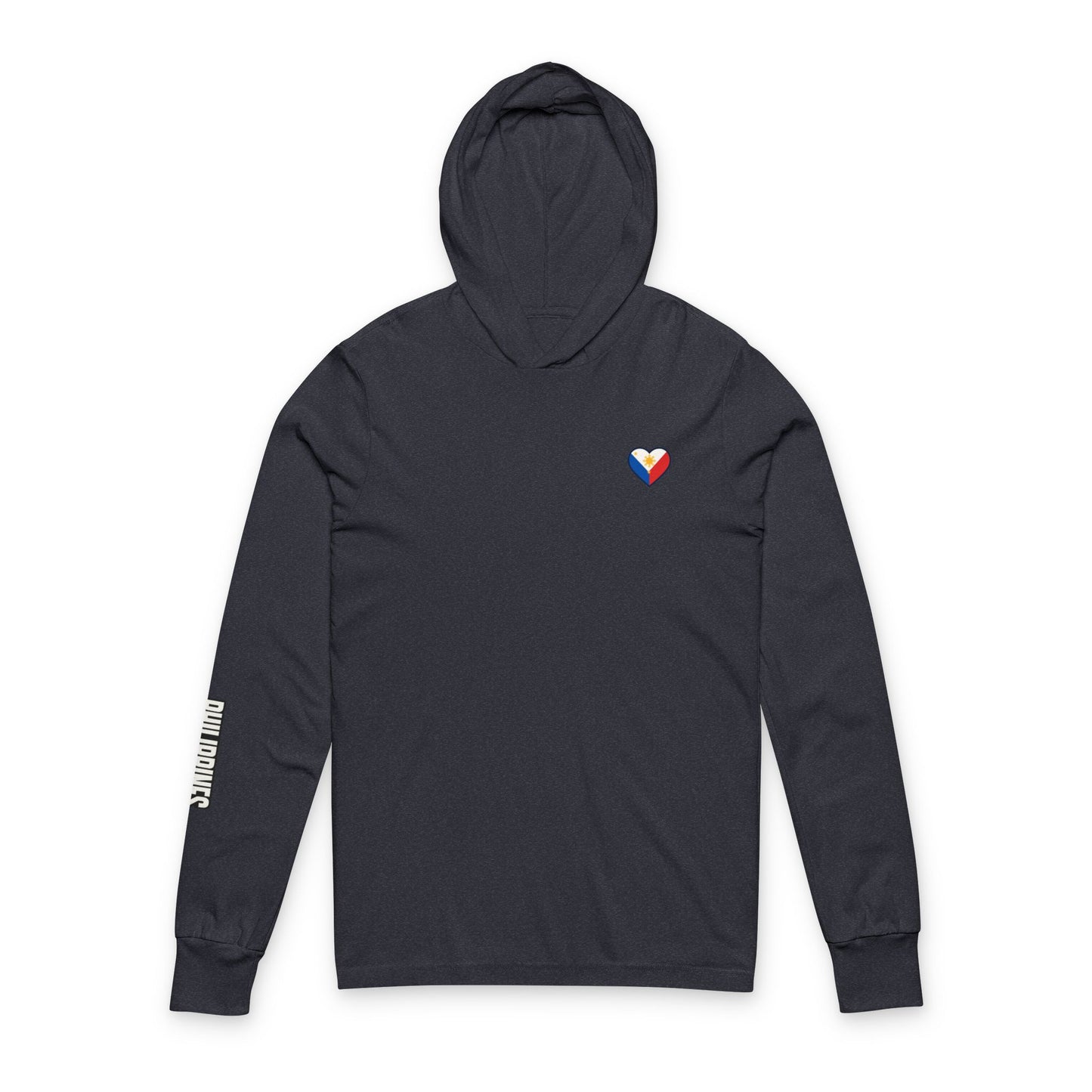 Philippine Flag Heart Hooded Tee — Philippines Map Back Long Sleeve Hooded Shirt