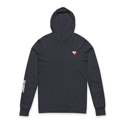 Philippine Flag Heart Hooded Tee — Philippines Map Back Long Sleeve Hooded Shirt