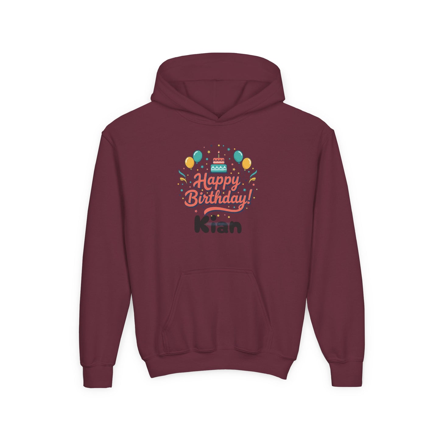 Kids' Birthday Hoodie - "Happy Birthday" Personalized Name Sweatshirt (Kian)