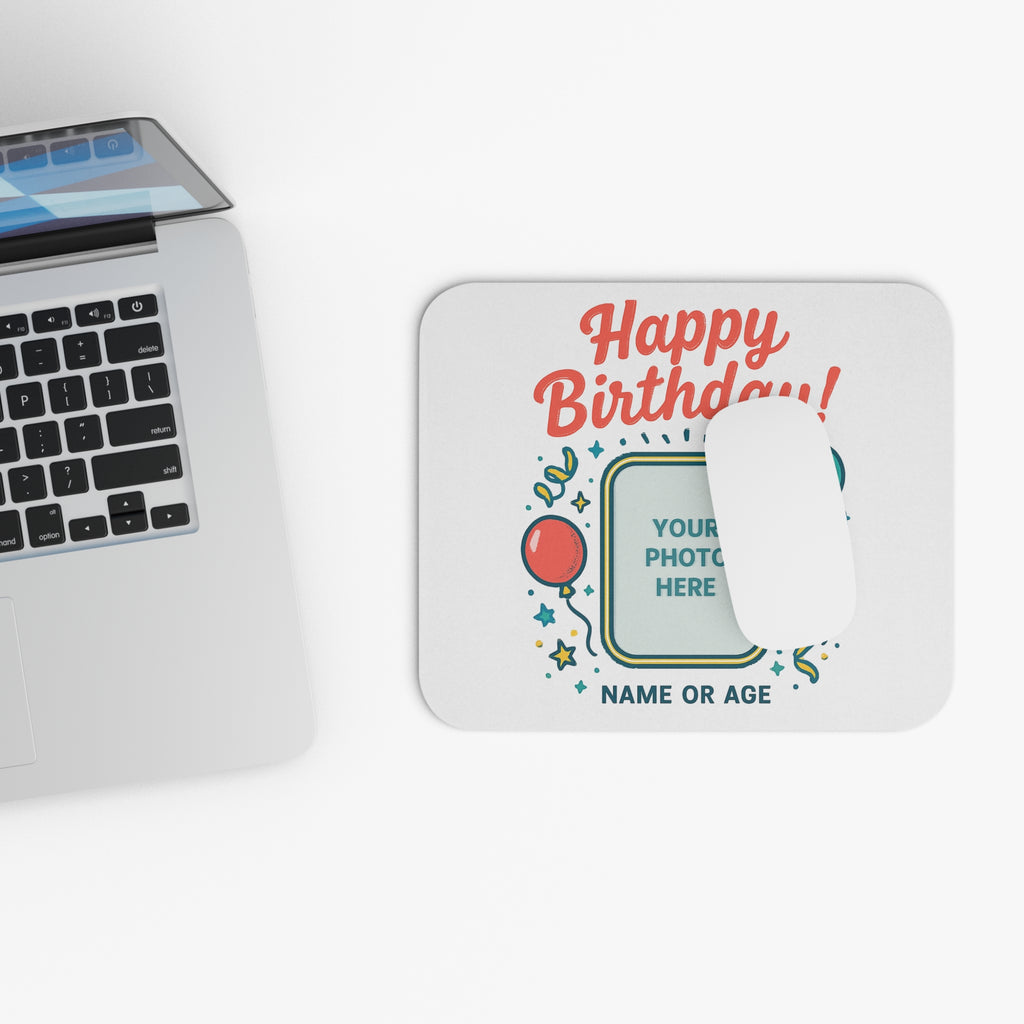 Happy Birthday Custom Photo Mouse Pad — Personalized Name or Age