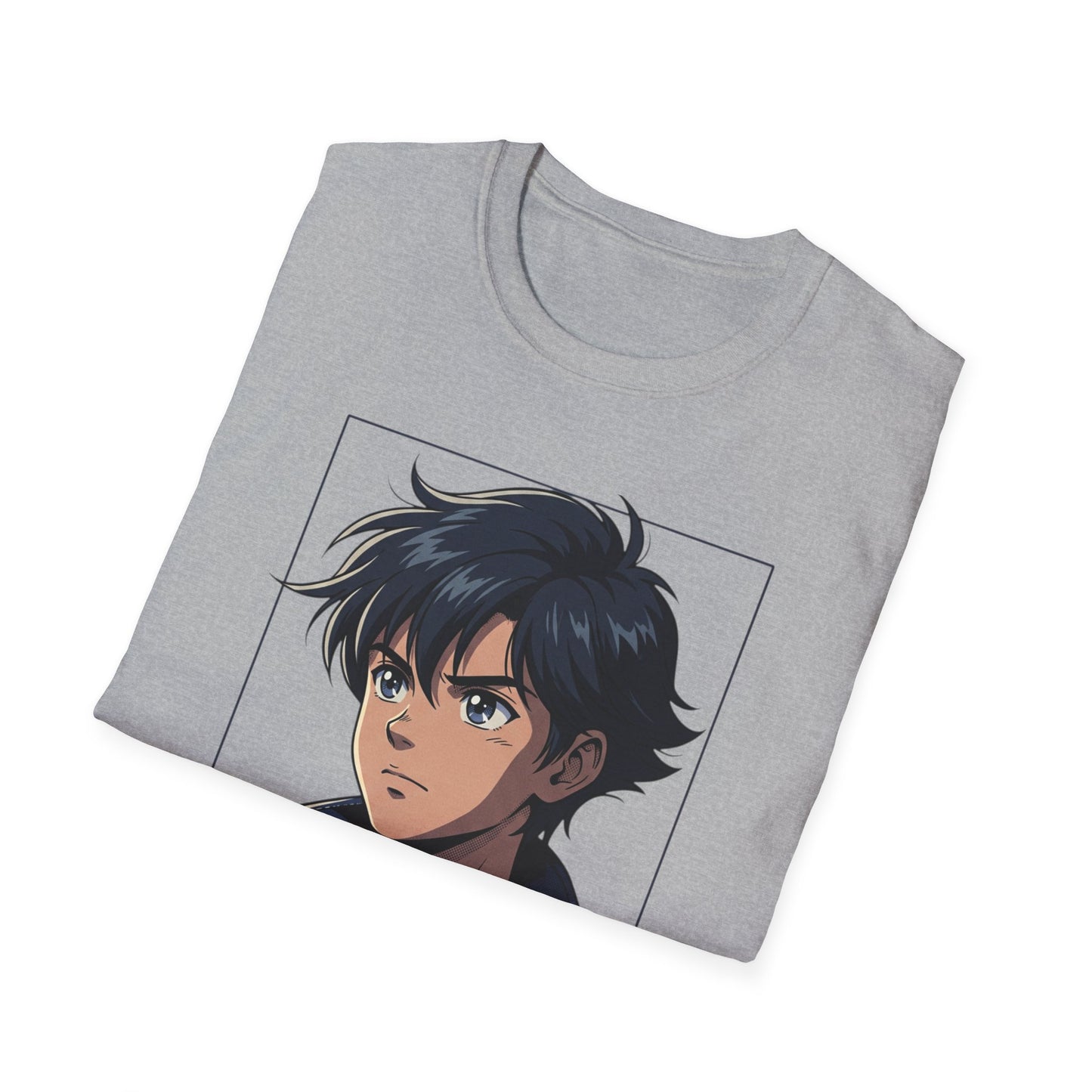 Anime Boy Portrait T‑Shirt — Retro "90's" Back Print