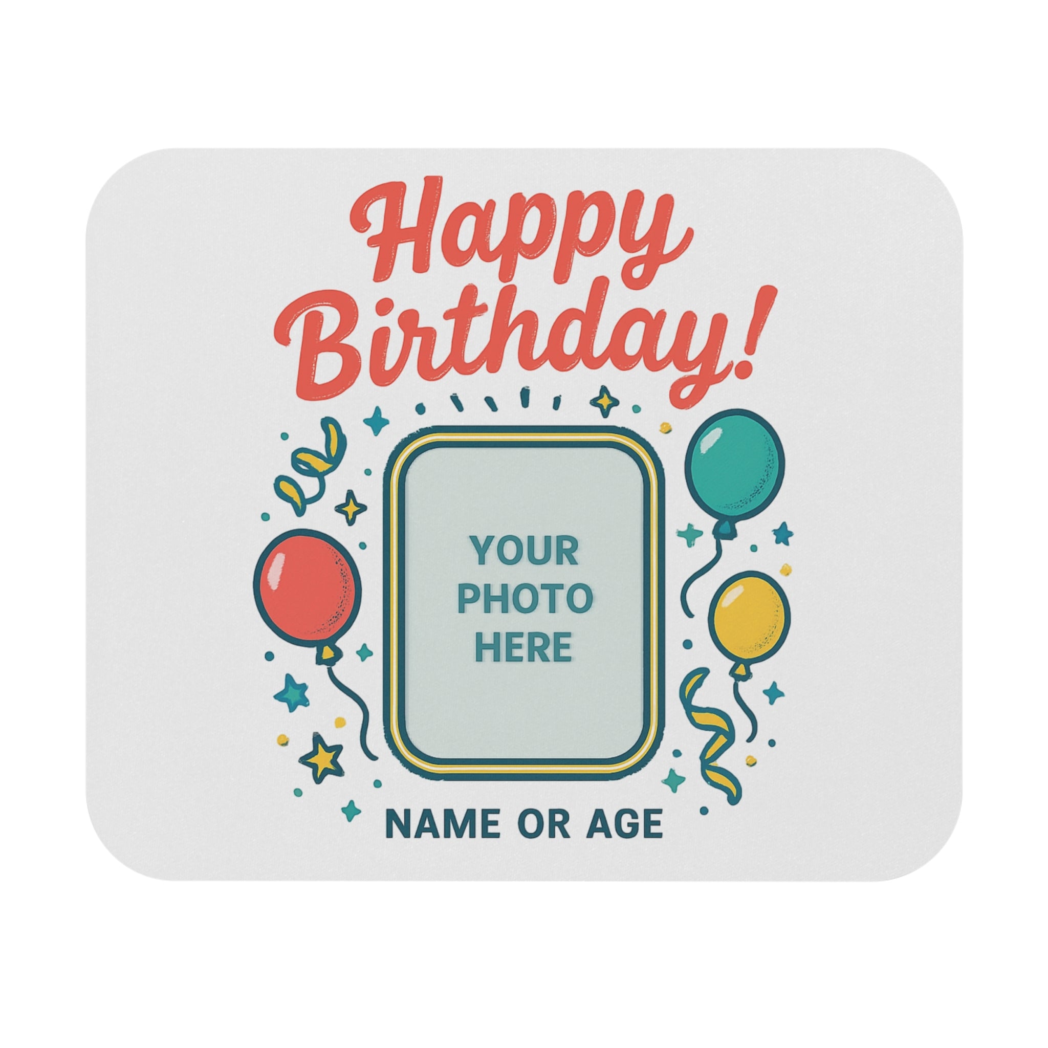Happy Birthday Custom Photo Mouse Pad — Personalized Name or Age