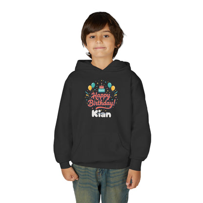 Kids' Birthday Hoodie - "Happy Birthday" Personalized Name Sweatshirt (Kian)