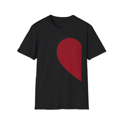 Half Heart Graphic T‑Shirt — Minimal Red Heart Tee