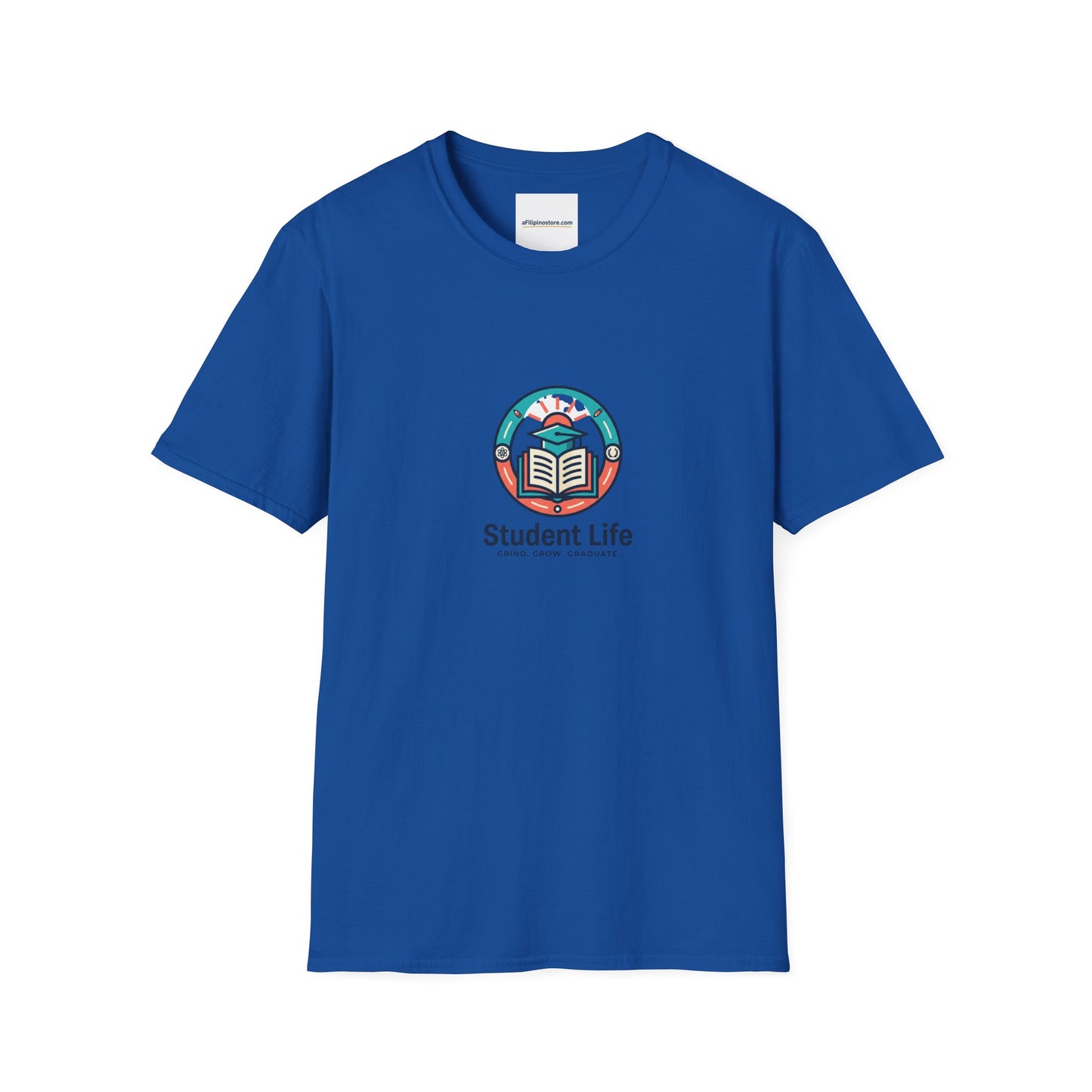 Student Life T-Shirt — Campus Book & Sunrise Design
