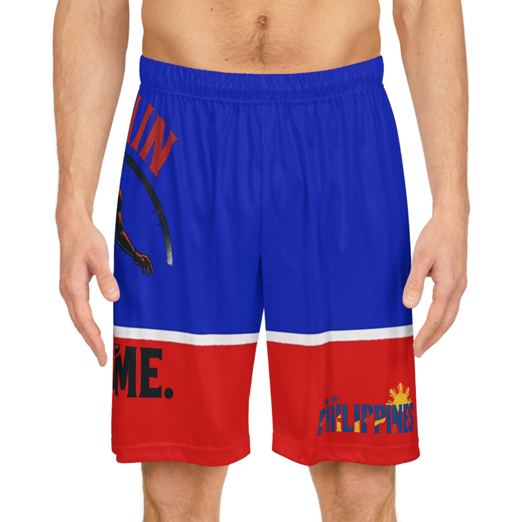 Basketball Shorts - Red & Blue 'No Game No Glory' AOP Athletic Shorts