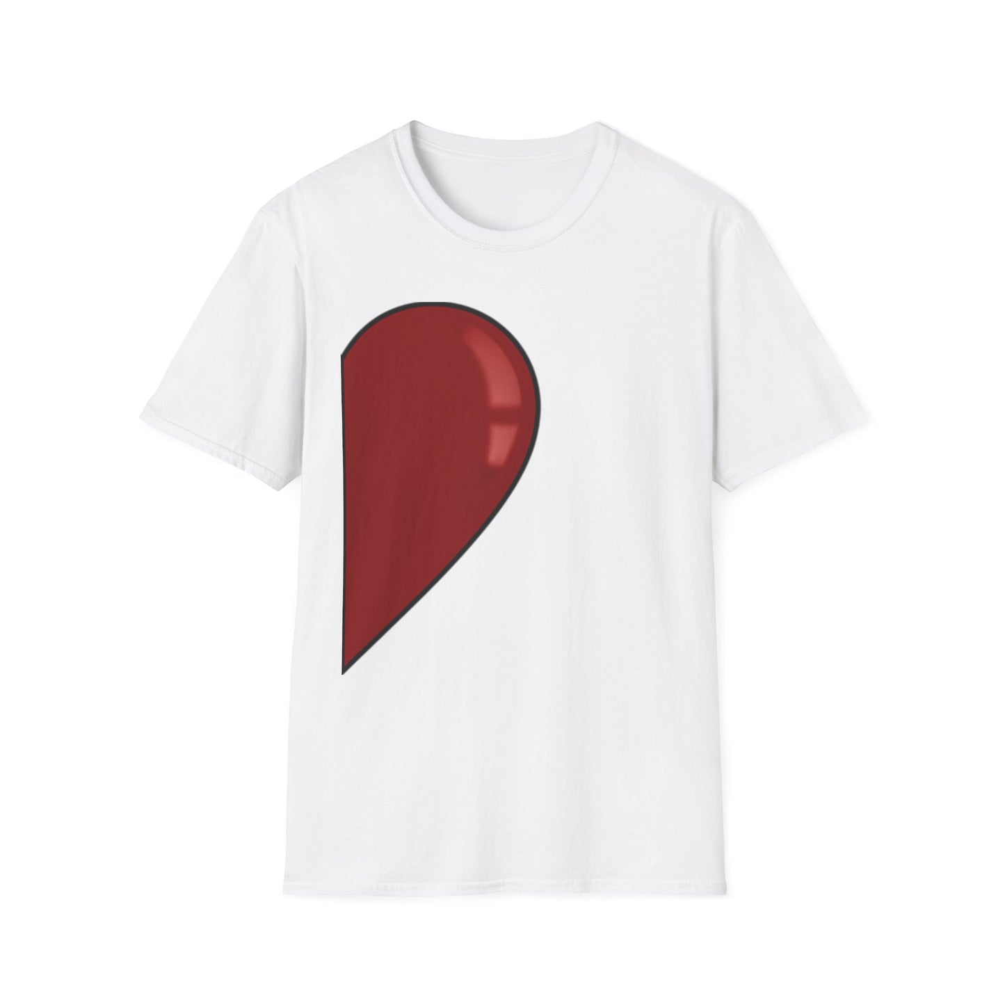 Half- Heart Half-Design T-Shirt — Minimal Red Heart Graphic Tee
