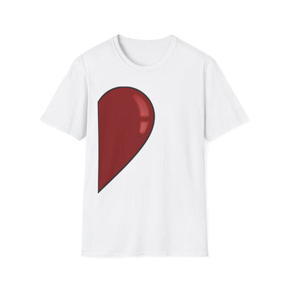 Half- Heart Half-Design T-Shirt — Minimal Red Heart Graphic Tee
