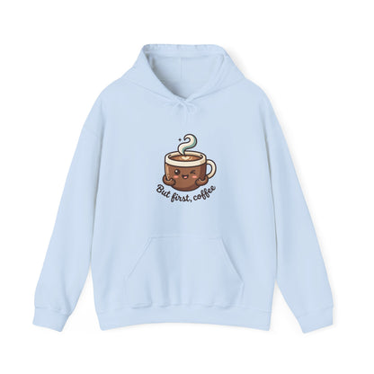 Hoodie — Cute "But First, Coffee" Coffee Cup Graphic Hoodie