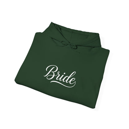 "Bride" White Script Hoodie — Bridal Wedding Party Pullover