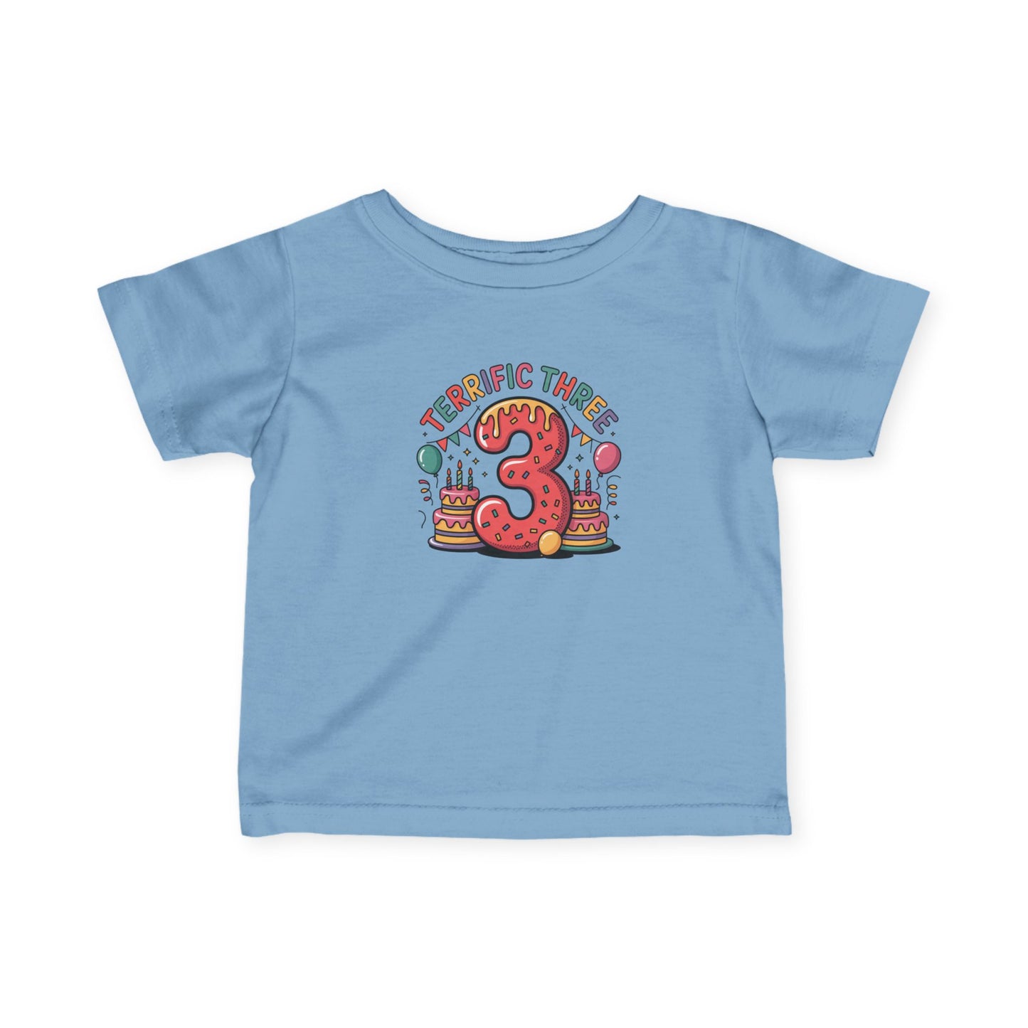 Terrific Three Birthday Tee for Infants
