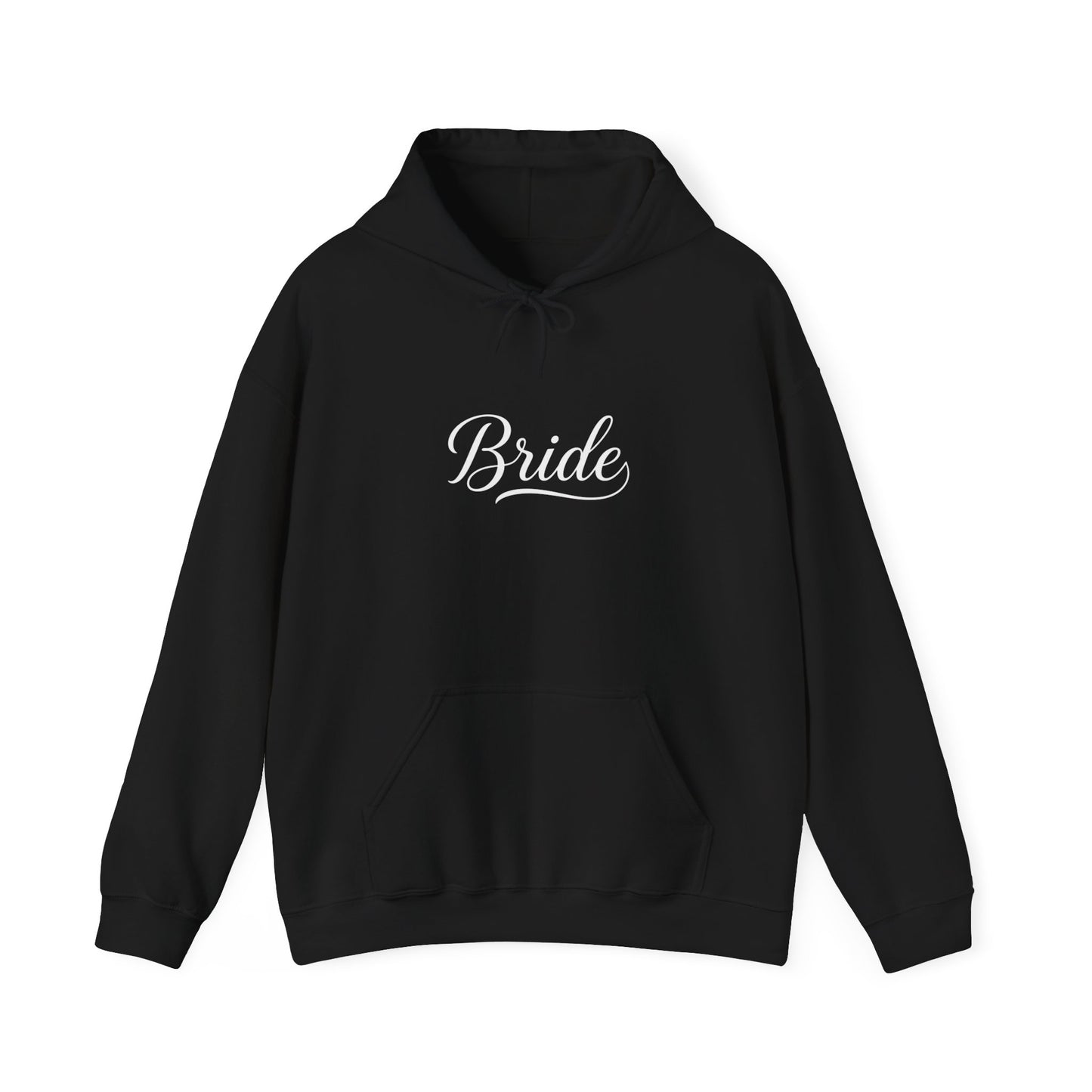 "Bride" White Script Hoodie — Bridal Wedding Party Pullover