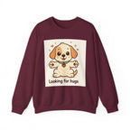 Looking for Hugs Sweatshirt — Cute Puppy Graphic Crewneck
