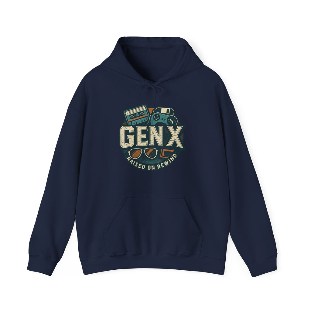 Gen X Hoodie – Retro Raised on Rewind Graphic Sweatshirt