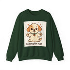 Looking for Hugs Sweatshirt — Cute Puppy Graphic Crewneck