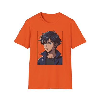 Anime Boy Portrait T‑Shirt — Retro "90's" Back Print