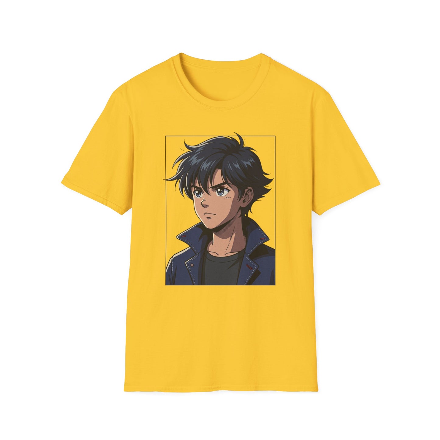 Anime Boy Portrait T‑Shirt — Retro "90's" Back Print