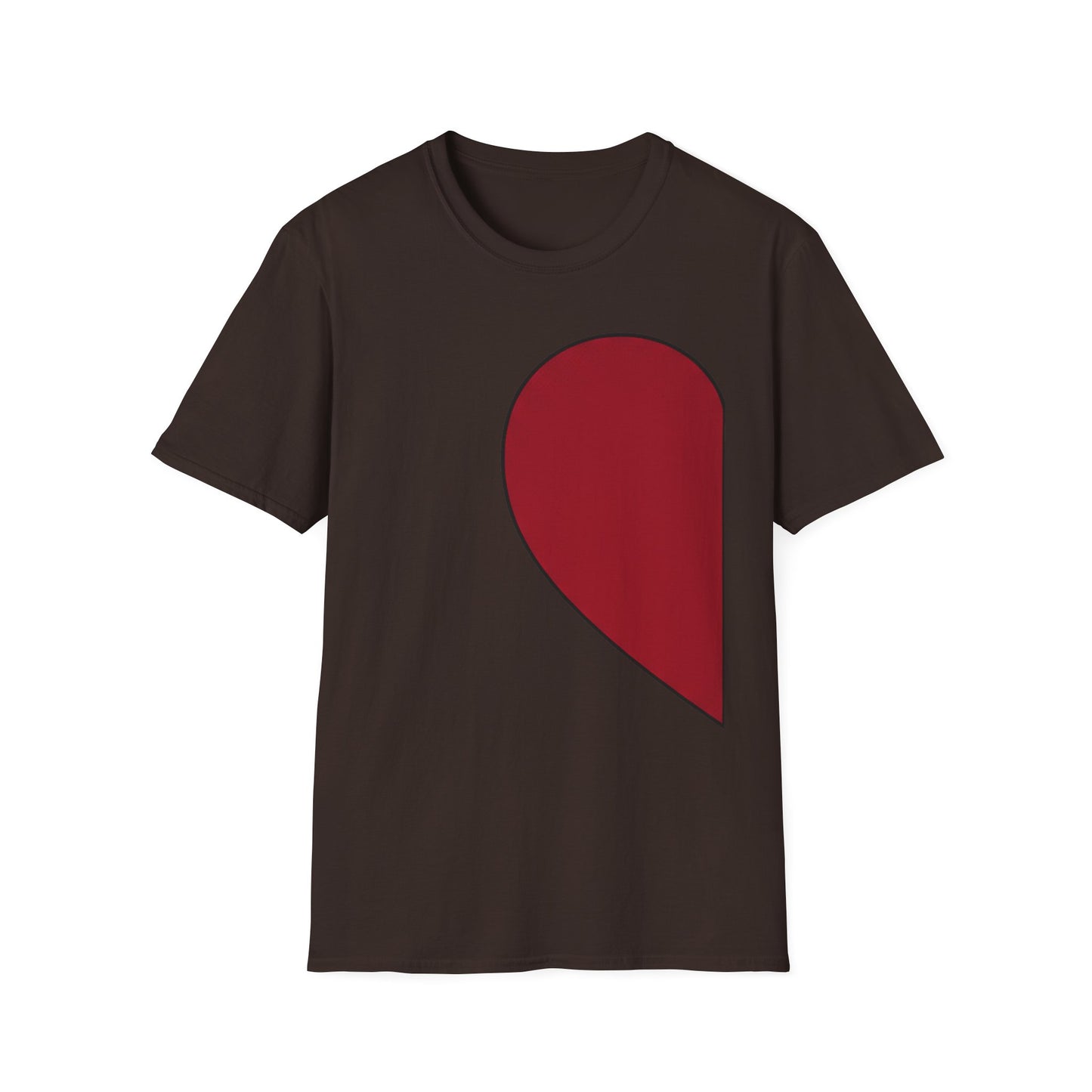 Half Heart Graphic T‑Shirt — Minimal Red Heart Tee