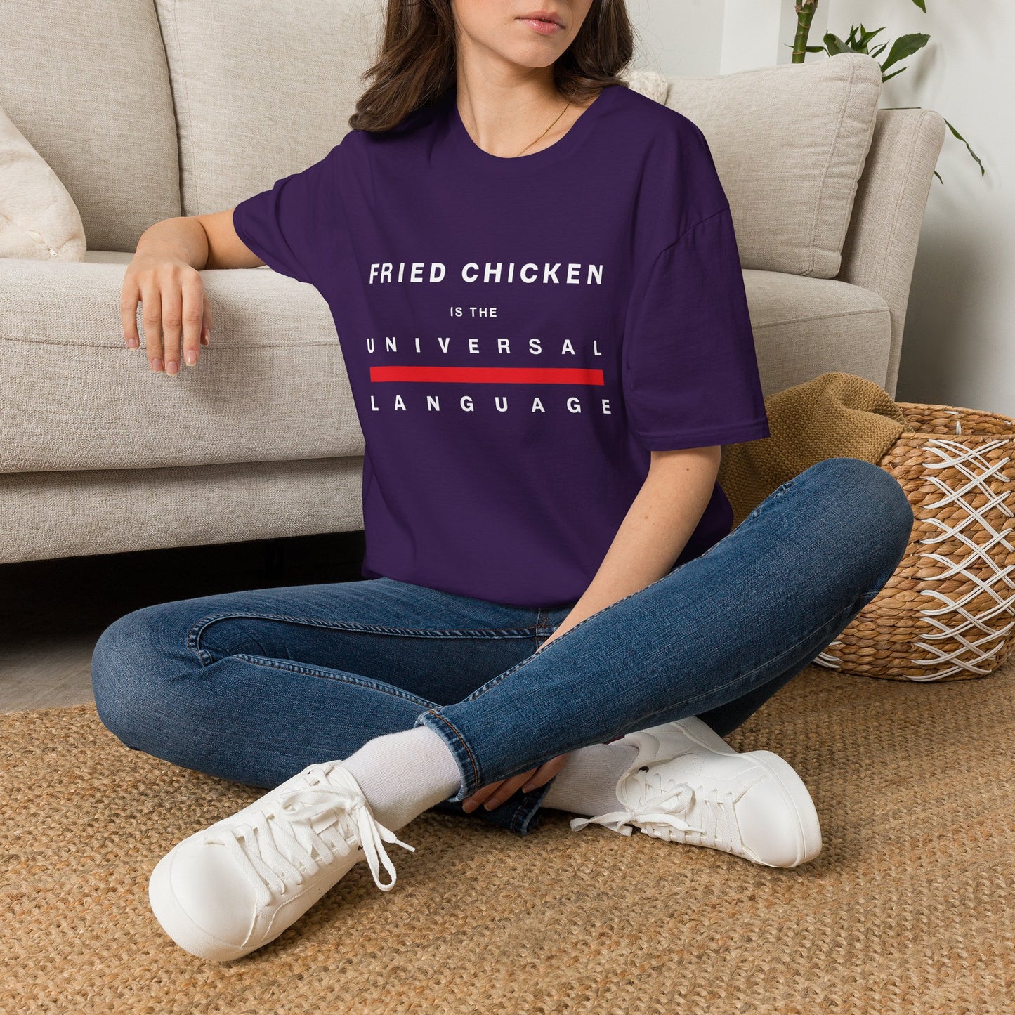 "Fried Chicken Is The Universal Language" White Text