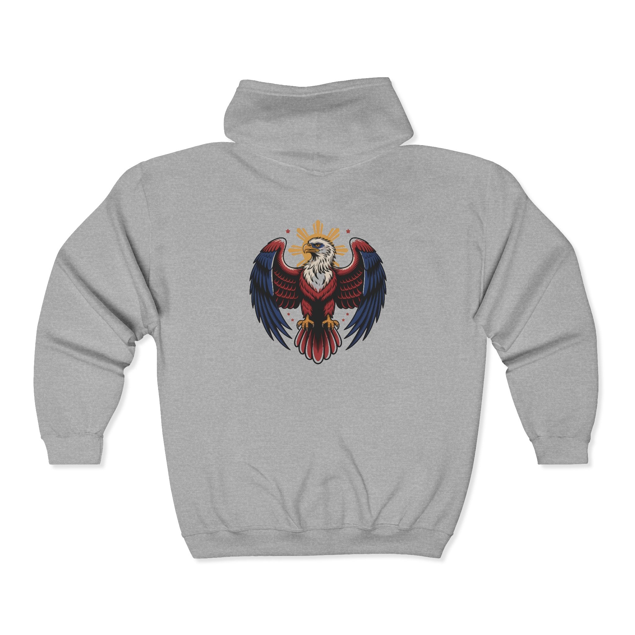 Eagle Crest Zip Hoodie — Crowned Heraldic Eagle Full-Zip Sweatshirt