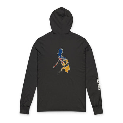 Philippine Flag Heart Hooded Tee — Philippines Map Back Long Sleeve Hooded Shirt