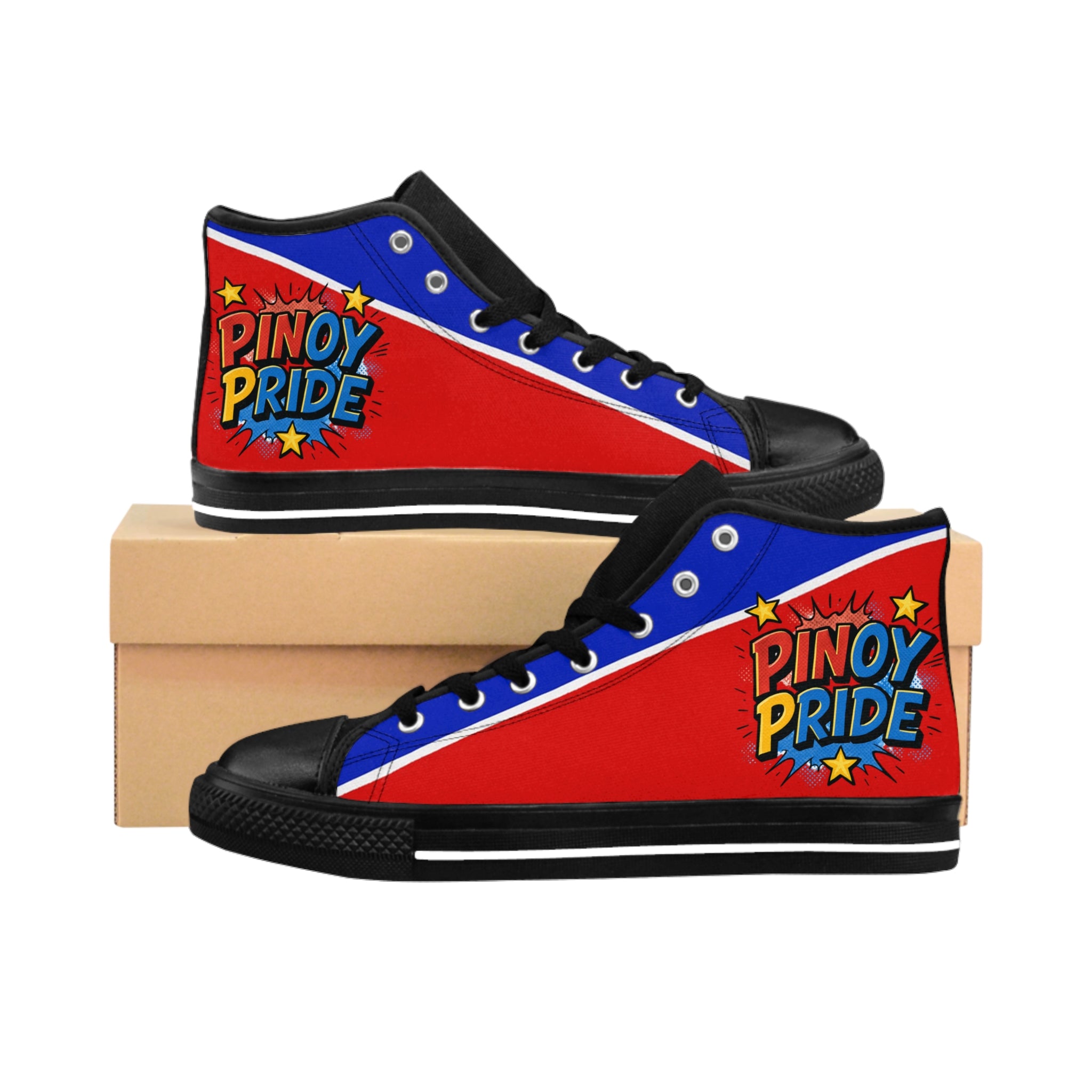 Pinoy Pride High-Top Sneakers — Filipino Flag Inspired Men’s Classic Shoes