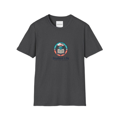 Student Life T-Shirt — Campus Book & Sunrise Design