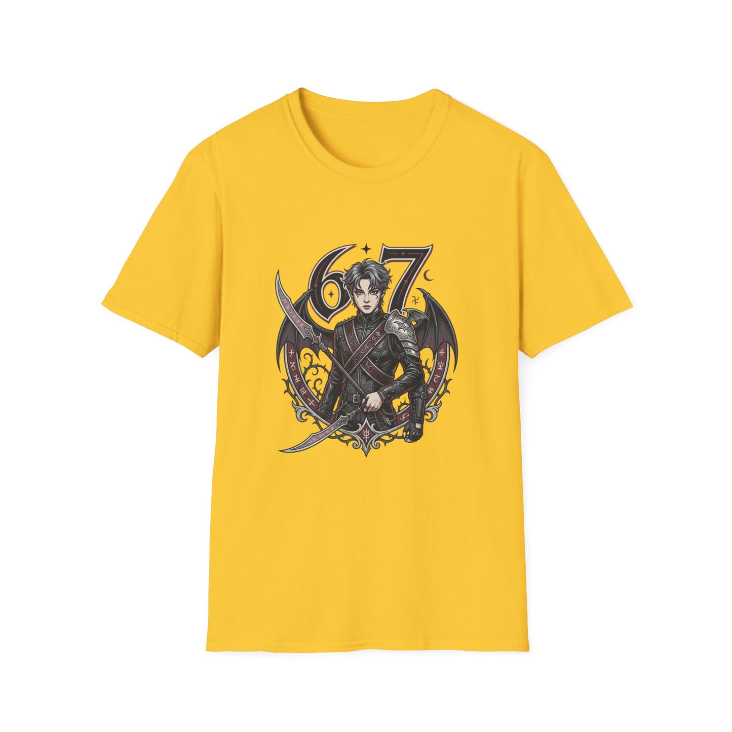 Gothic Demon Hunter T-Shirt — Knight with Wings Illustration
