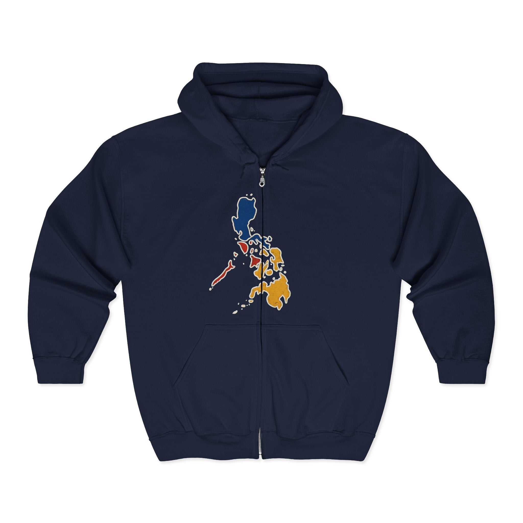 Philippines Map & Golden Eagle Zip Hoodie — Filipino Pride Full-Zip Sweatshirt