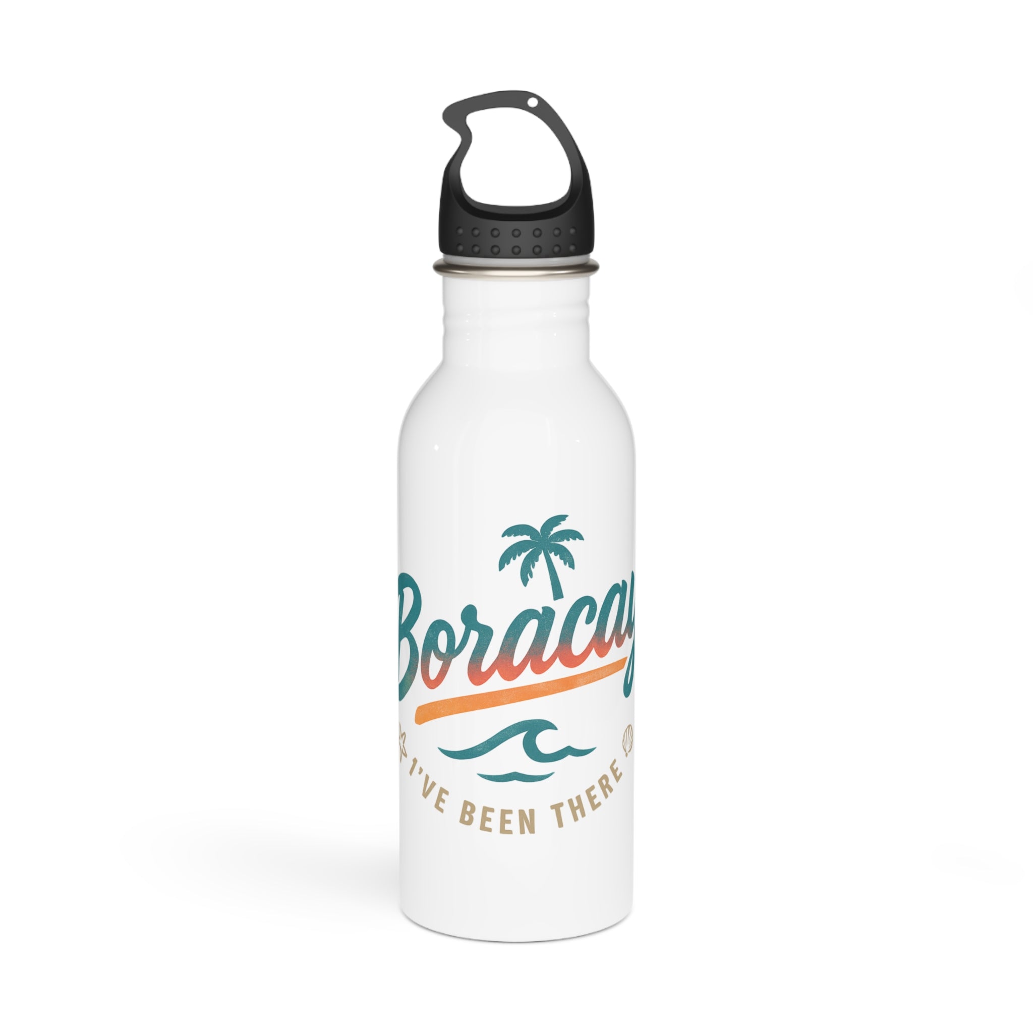 Boracay Stainless Steel Water Bottle – Beach Travel Bottle with Palm Tree Design