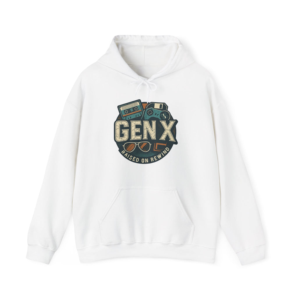 Gen X Hoodie – Retro Raised on Rewind Graphic Sweatshirt
