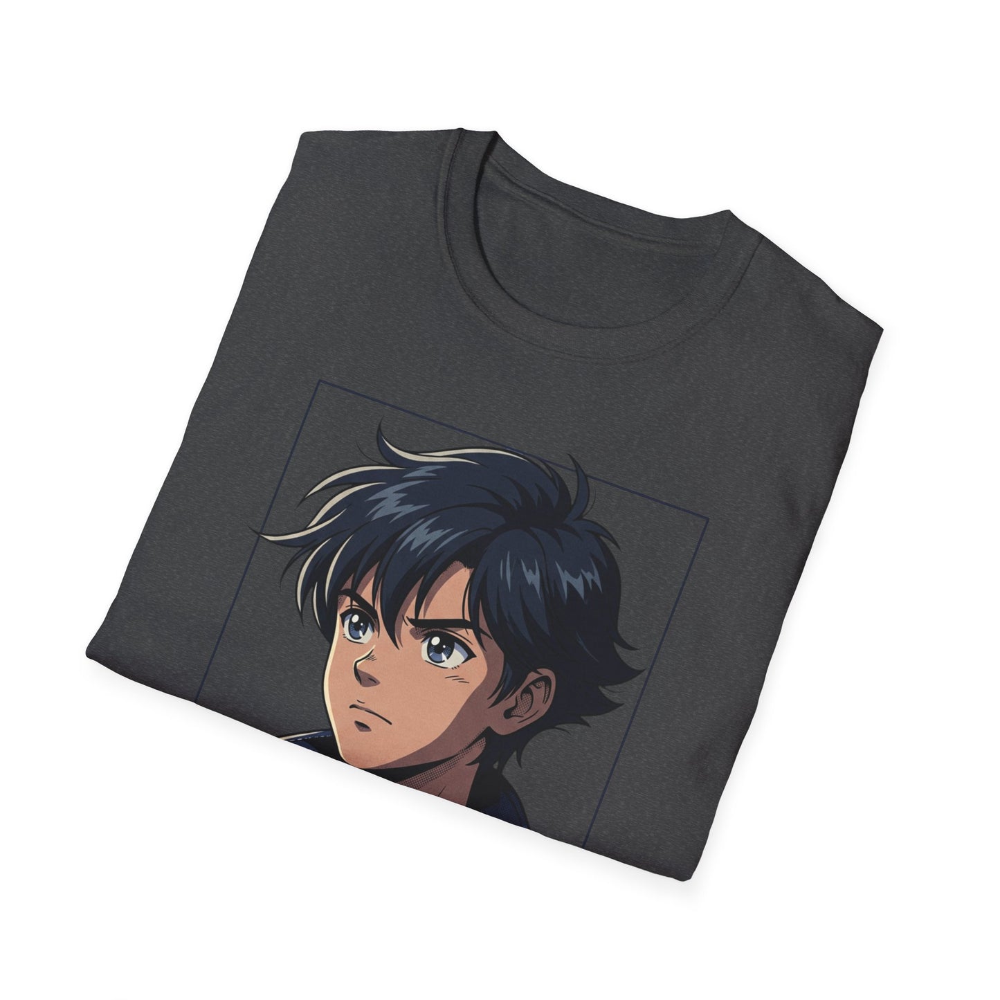 Anime Boy Portrait T‑Shirt — Retro "90's" Back Print