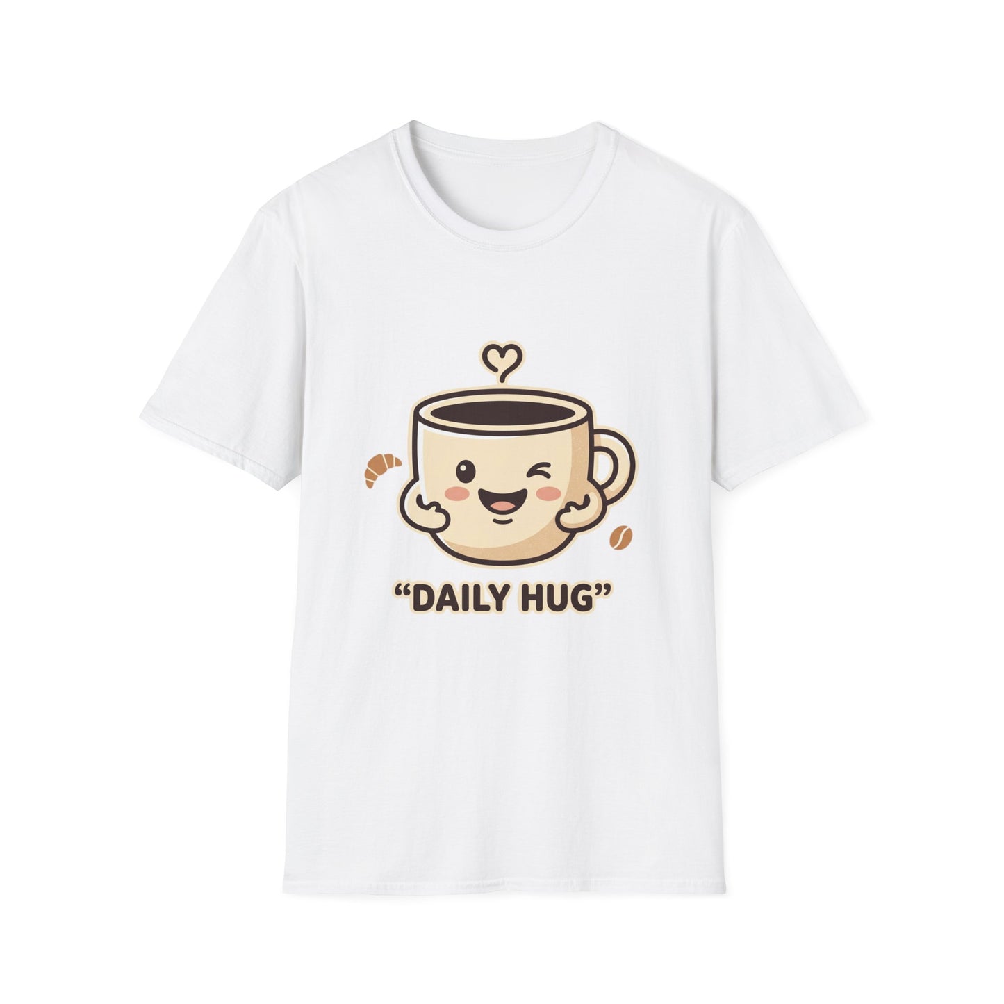 Coffee Cup T-Shirt — "Daily Hug" Cute Kawaii Coffee Tee