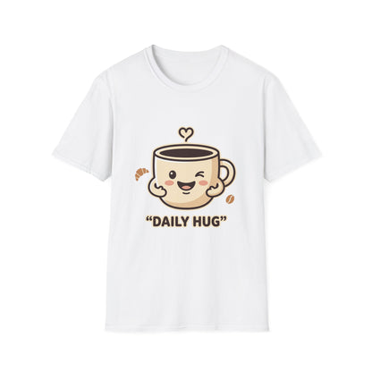 Coffee Cup T-Shirt — "Daily Hug" Cute Kawaii Coffee Tee