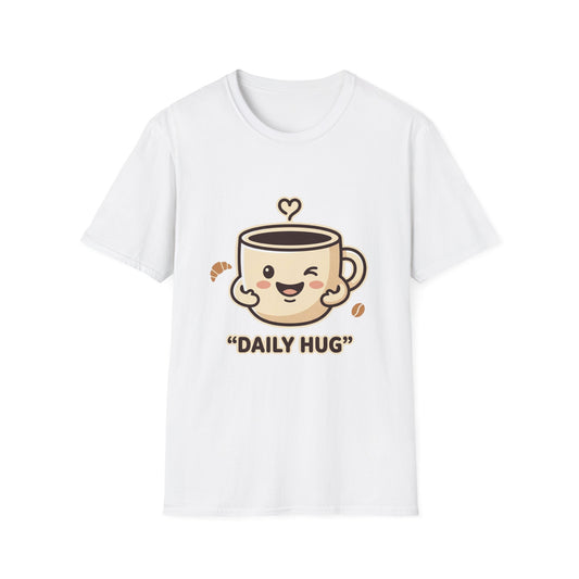 Coffee Cup T-Shirt — "Daily Hug" Cute Kawaii Coffee Tee