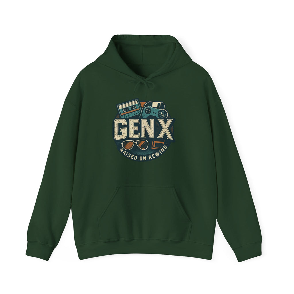 Gen X Hoodie – Retro Raised on Rewind Graphic Sweatshirt