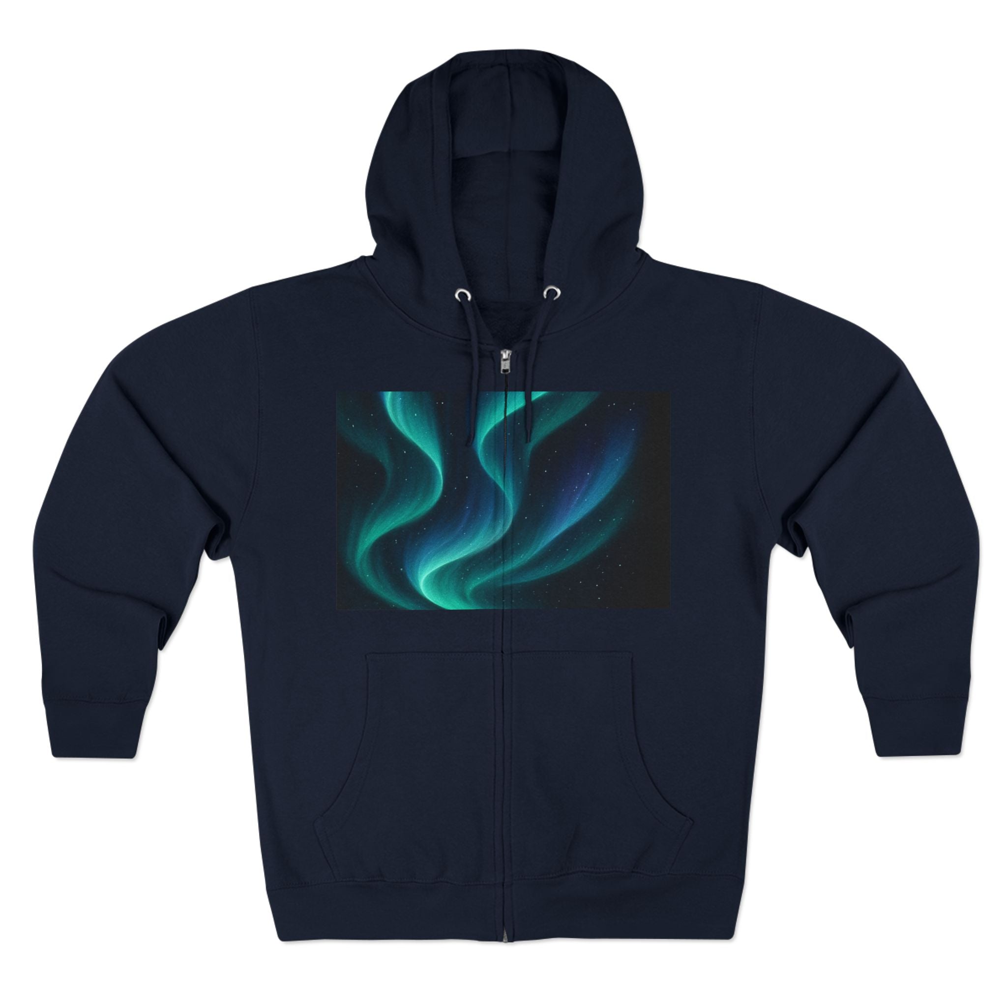 Aurora Wave Zip Hoodie — Northern Lights Abstract Graphic Hoodie