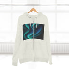Aurora Wave Zip Hoodie — Northern Lights Abstract Graphic Hoodie