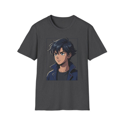 Anime Boy Portrait T‑Shirt — Retro "90's" Back Print