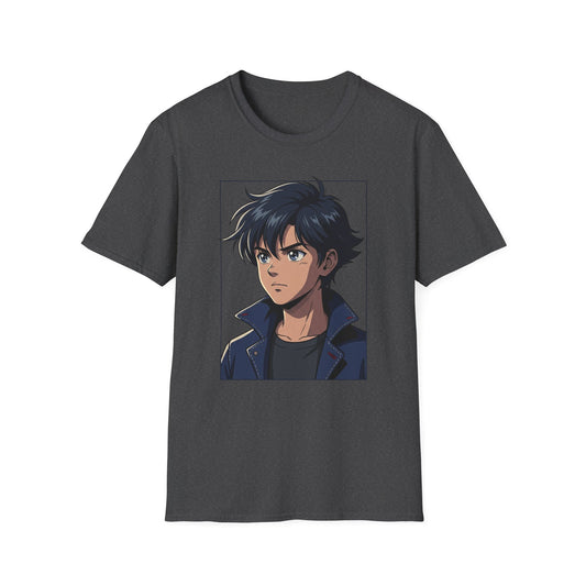 Anime Boy Portrait T‑Shirt — Retro "90's" Back Print