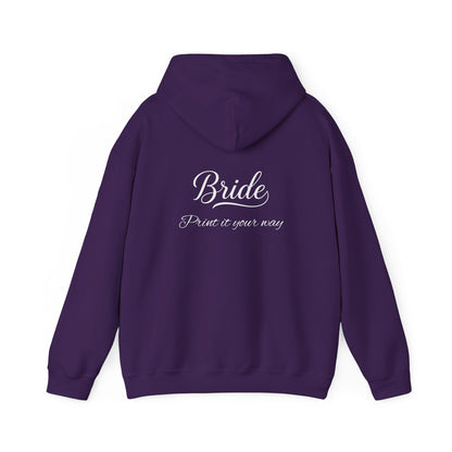 "Bride" White Script Hoodie — Bridal Wedding Party Pullover