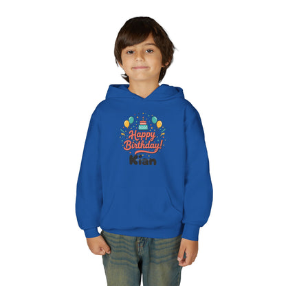 Kids' Birthday Hoodie - "Happy Birthday" Personalized Name Sweatshirt (Kian)
