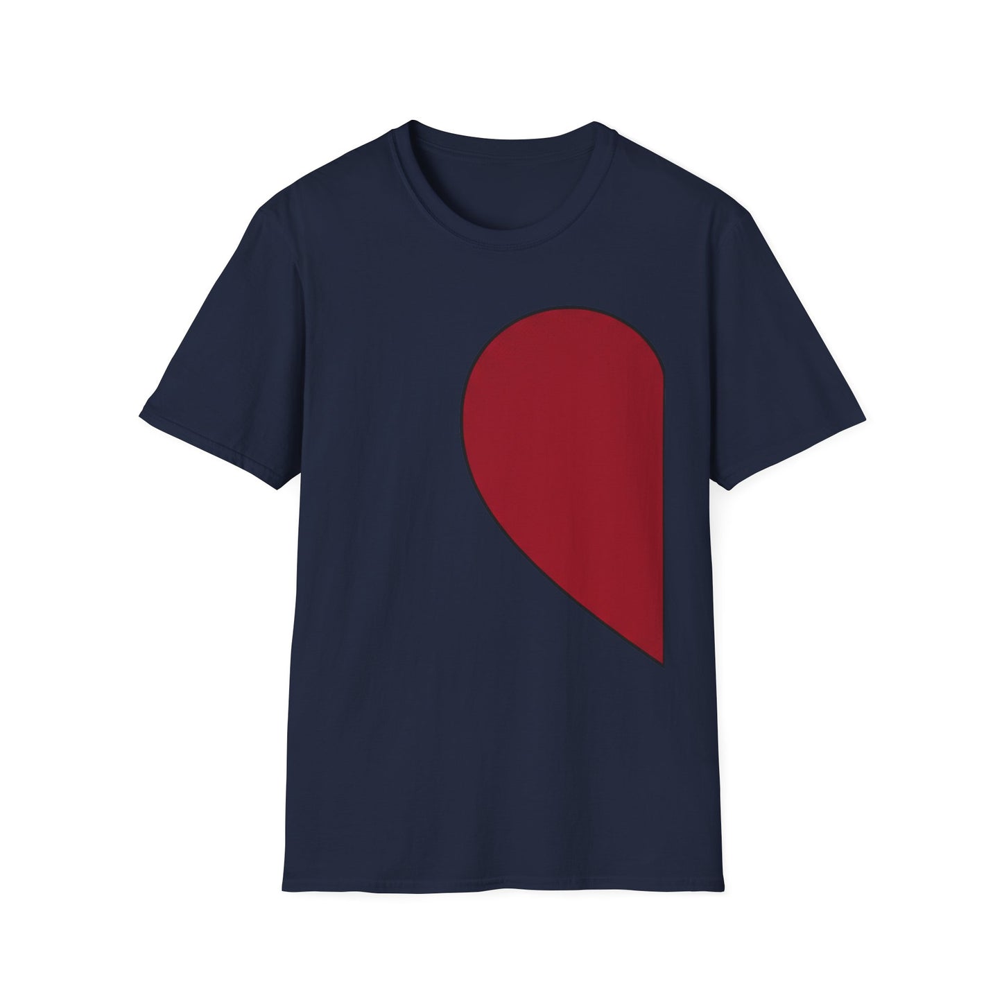 Half Heart Graphic T‑Shirt — Minimal Red Heart Tee