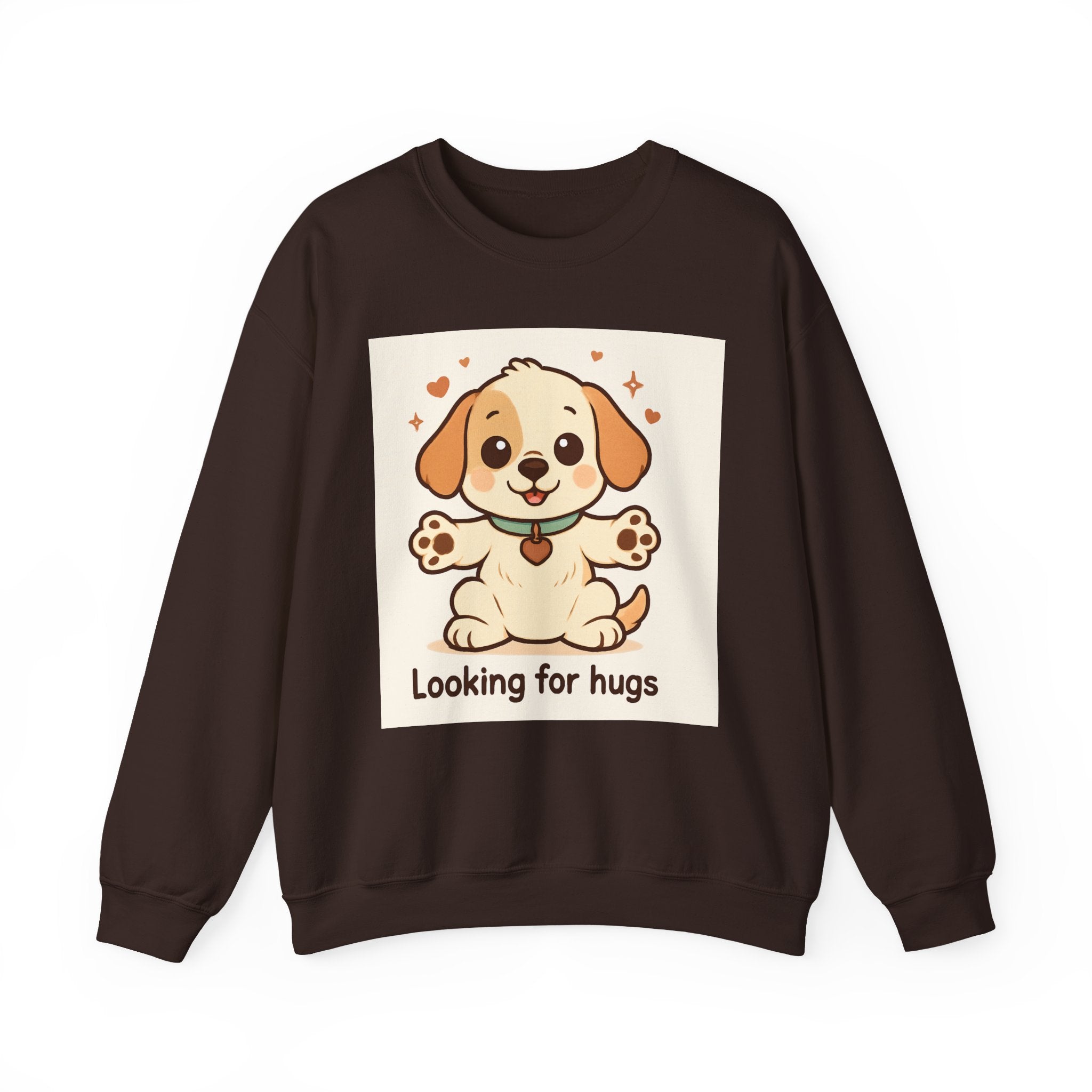 Looking for Hugs Sweatshirt — Cute Puppy Graphic Crewneck