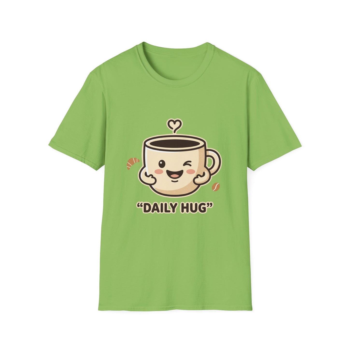 Coffee Cup T-Shirt — "Daily Hug" Cute Kawaii Coffee Tee