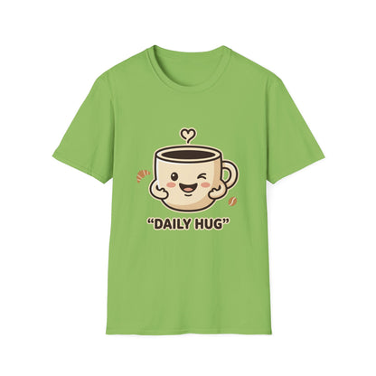 Coffee Cup T-Shirt — "Daily Hug" Cute Kawaii Coffee Tee
