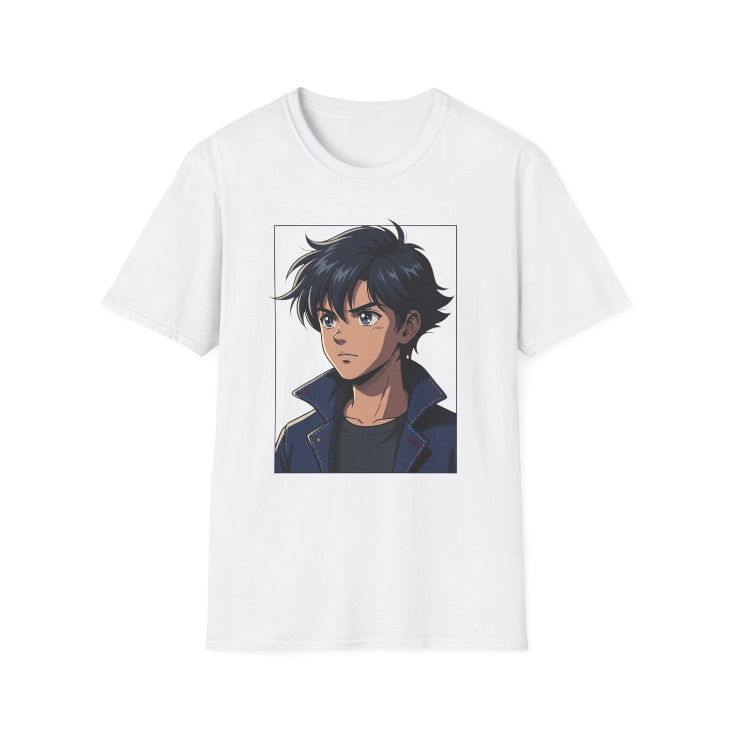 Anime Boy Portrait T‑Shirt — Retro "90's" Back Print
