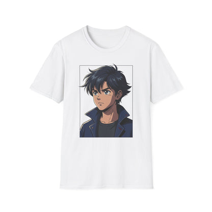 Anime Boy Portrait T‑Shirt — Retro "90's" Back Print