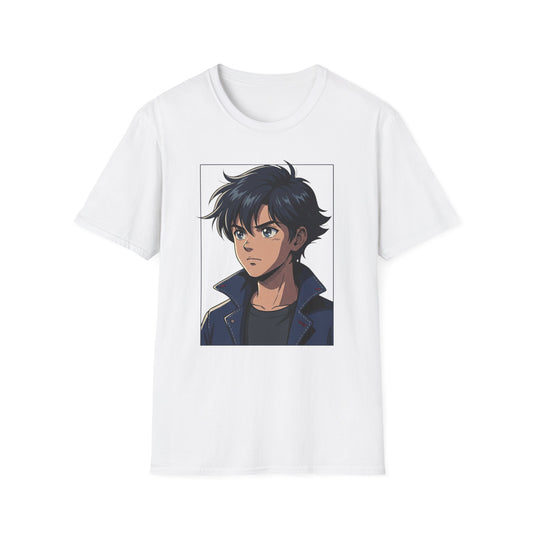Anime Boy Portrait T‑Shirt — Retro "90's" Back Print